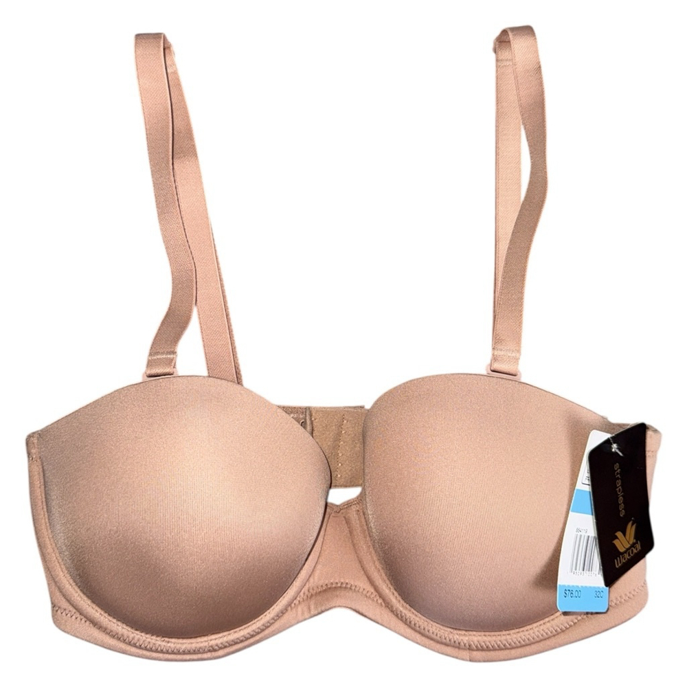 Wacoal 32C Nude Padded Underwire Strapless Bra Beige‎ Skin Tone NWT